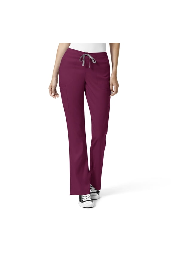 PRO Women's Moderate Flare Leg Cargo Scrub Pant, Wine, 3X Womens