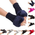 thumbnail image 1 of WonderWiz 1Pair Half Finger Fingerless Gloves for Women and Men Wool Knit Wrist Cotton Gloves Winter Warm Workout Gloves White One Size, 1 of 2