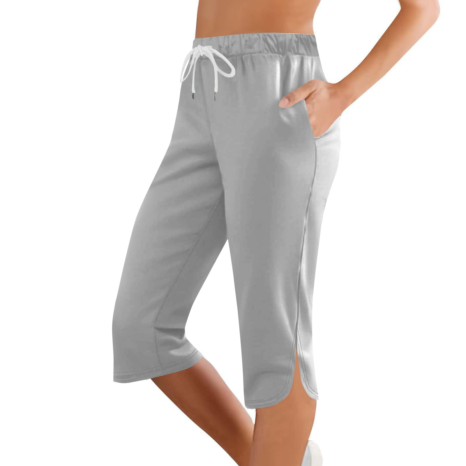 パンツ draw drawers capri pants (gray) WonderWiz Capri Pants for Women Plus Size Tummy Control High