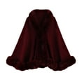 thumbnail image 1 of WonderWiz Fashion Cape Shawls for Women Faux Fur Pom Pashmina Wrap Large Scarves Open Front Poncho Cape Soft Cardigan Sweaters Wine One Size, 1 of 3