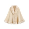 thumbnail image 1 of WonderWiz Renaissance Cape Coat for Women Faux Fur Trim Layers Medieval Poncho Cloak Beige One Size, 1 of 1