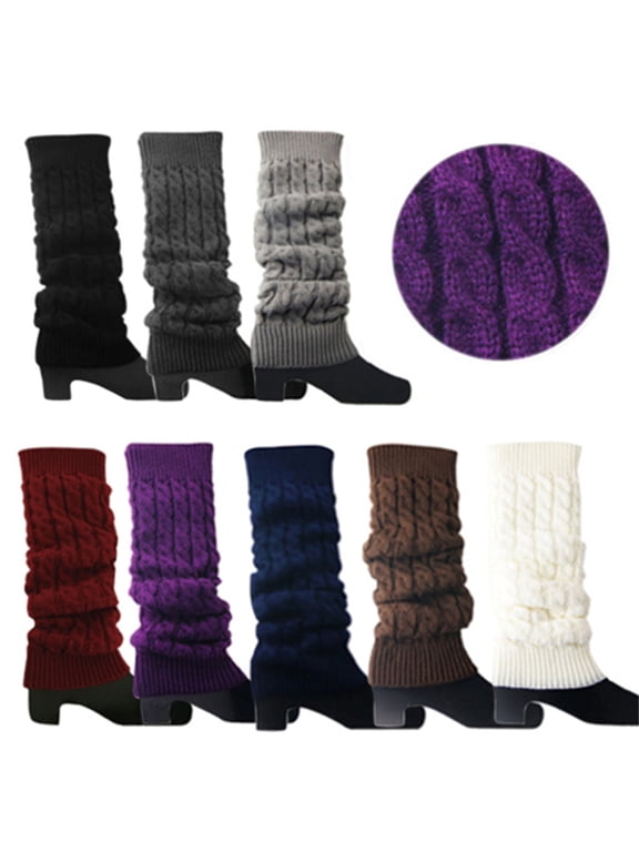 Winter Fleece Lined Leg Warmers for Women Knit Long Leg Warmers Warm Fleece Lined Boot Socks for Skating Daily Wear C One Size