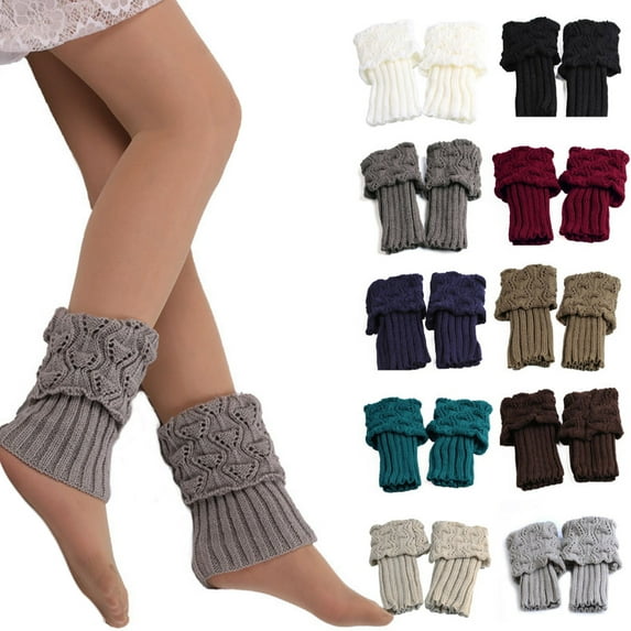 WonderWiz Winter Fleece Lined Leg Warmers for Women Knit Long Leg Warmers Warm Fleece Lined Boot Socks for Skating Daily Wear White One Size