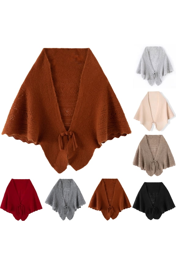 Women Shawl Wrap, Knitted Scarf Cape Pashmina Shawls, Fashion Shrug for Fall Winter Spring & Air-conditioned Room Light Purple