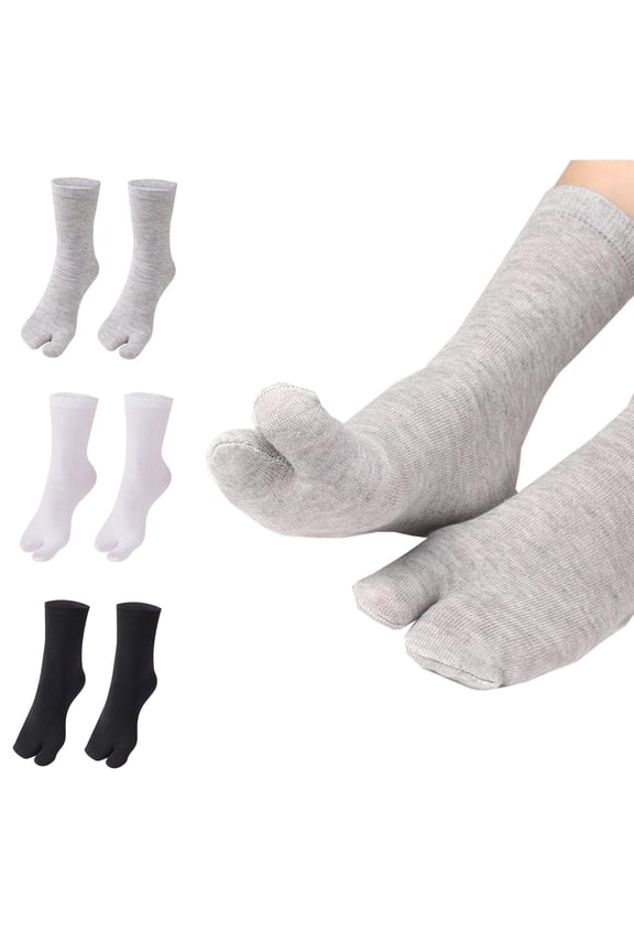 Women's Solid 2 Toe Flip Flop Tabi Socks Geta Ankle Cotton Black One Size