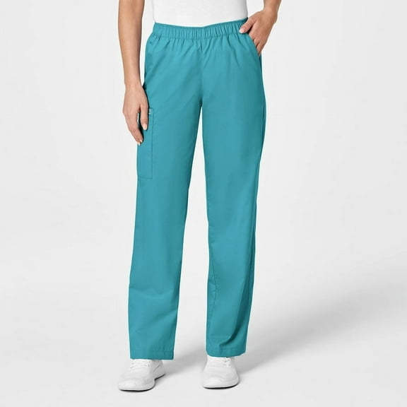 WonderWork Women's Pull-On Cargo Scrub Pant XX-Large Tall Teal
