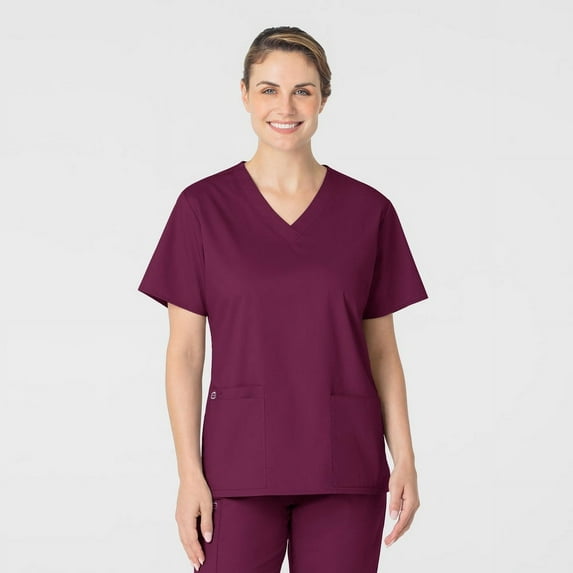 WonderWork Women's V-Neck Scrub Top 5X-Large Wine