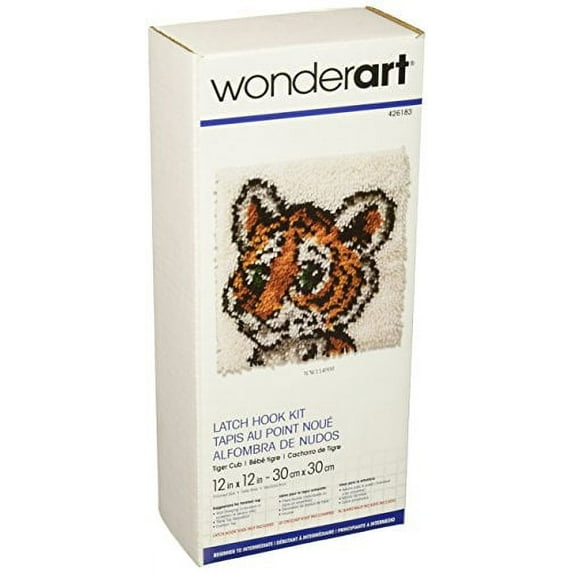 Wonderart Latch Hook Kit 12"X12"-Tiger Cub, Pk 2, Caron