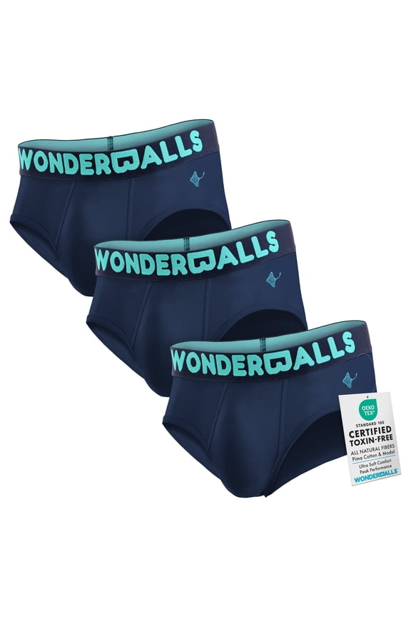 Men's Underwear Classic Briefs - Navy Large, Pack of 3 - Ultra-Soft Breathable Peruvian Pima Cotton & Modal Blend - Mens Underwear Briefs Comfort Fit