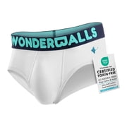 Wonderballs Men's Underwear Classic Briefs - White Medium, Pack of 1 - Ultra-Soft Breathable Peruvian Pima Cotton & Modal Blend - Mens Underwear Briefs Comfort Fit