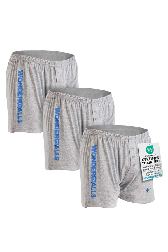 Sport Boxer Underwear for Men - Gray, Small, (Pack of 3) - Ultra-Soft & Breathable Pima Cotton & Modal Blend - Athletic Underwear Boxer Shorts for Men