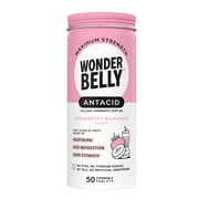 Wonderbelly Heartburn Relief Antacid Tablets, Strawberry Milkshake Flavor, 1000 mg, 50 Count
