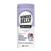 Wonderbelly Heartburn Relief Antacid Tablets, Wild Berry Flavor, 1000 mg, 50 Count
