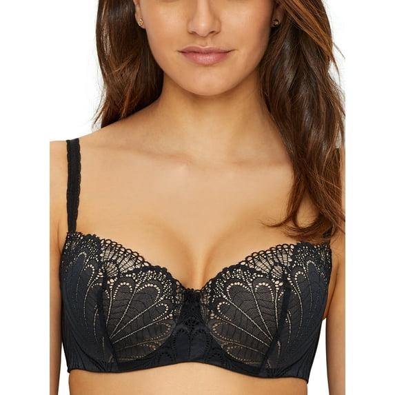 Wonderbra Women's Refined Glamour Balconette Bra, Black, 32C