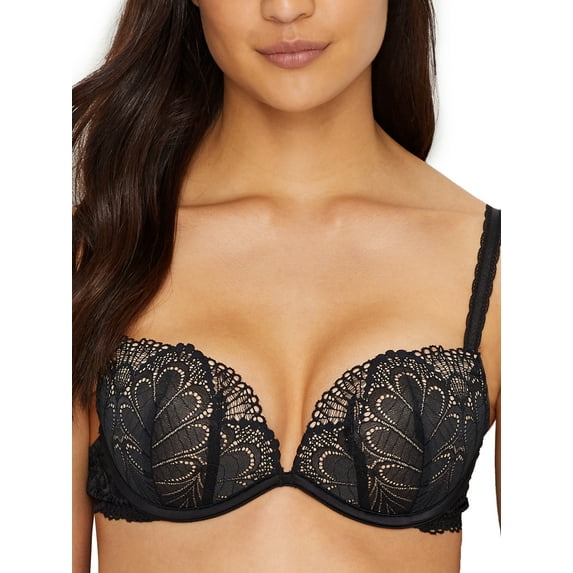 Wonderbra Women's Refined Glamour Full Effect Push-up Bra, Black, 34A