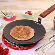 Wonderchef Ebony Anodized Pure Grade Aluminium Non-Stick Roti Crepe Tawa Griddle Pan، 28 cm، Black