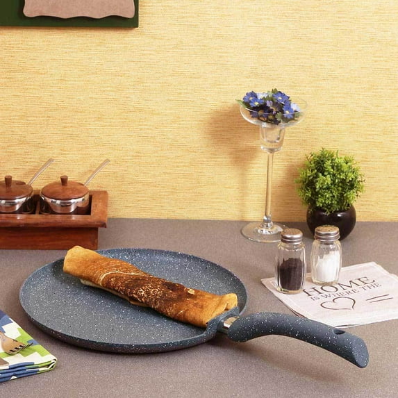 Wonderchef Granite Non-Stick Aluminum Indian Cooking Dosa Tawa Crepe Pan, 28cm