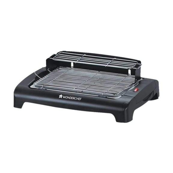 Wonderchef Smoky 1650 Watt Grill Electric Barbecue With Stand | Mini - Travel Bbq | Camping Grill | Saves Space | Easy Clean | (Black), Free Standing