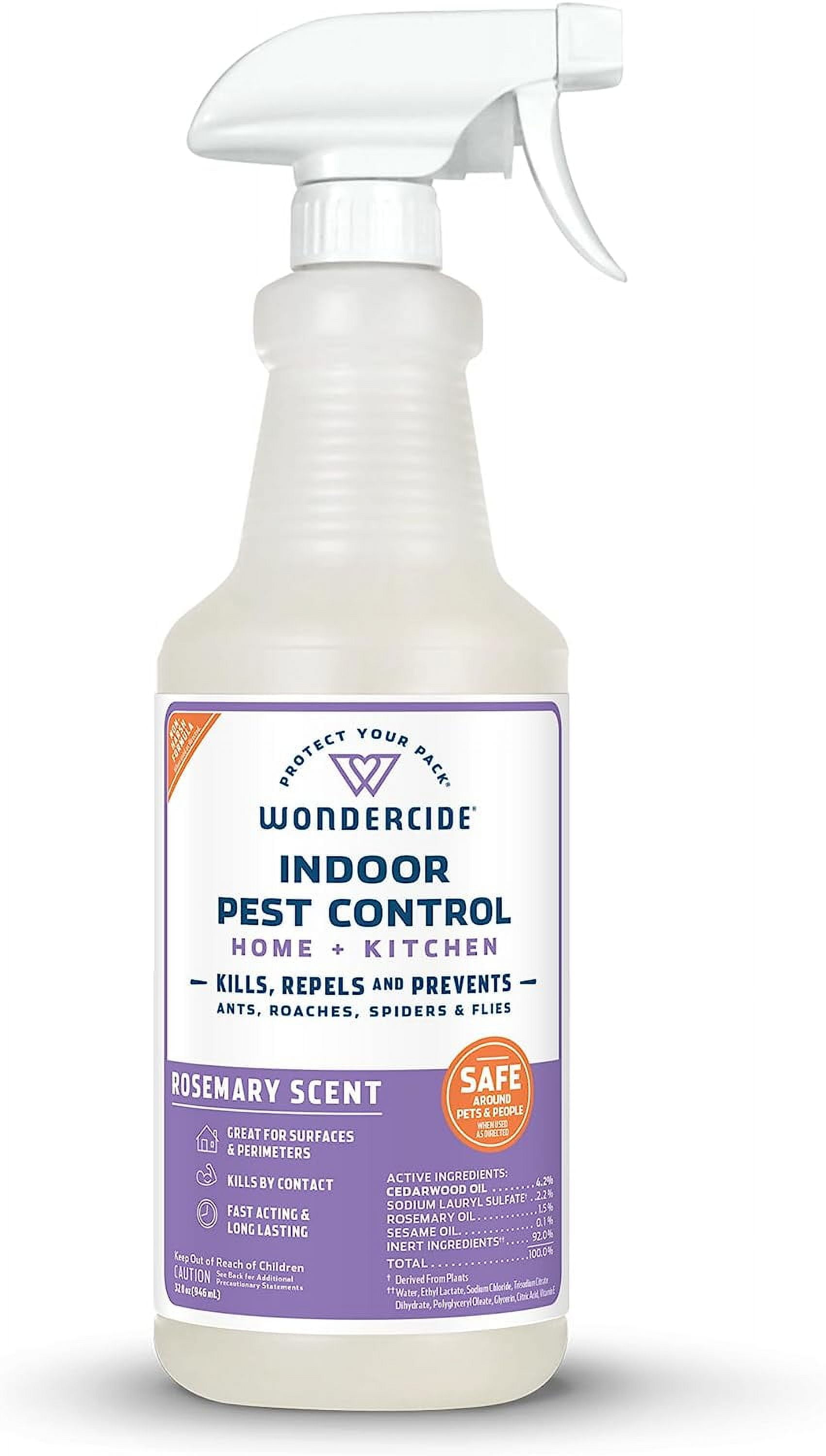 Wondercide - Indoor Pest Control Spray for Home and Kitchen - Ant, Roach,  Spider, Fly, Flea, Bug Killer and Insect Repellent - with Natural Essential  Oils - Pet and Family Safe Rosemary