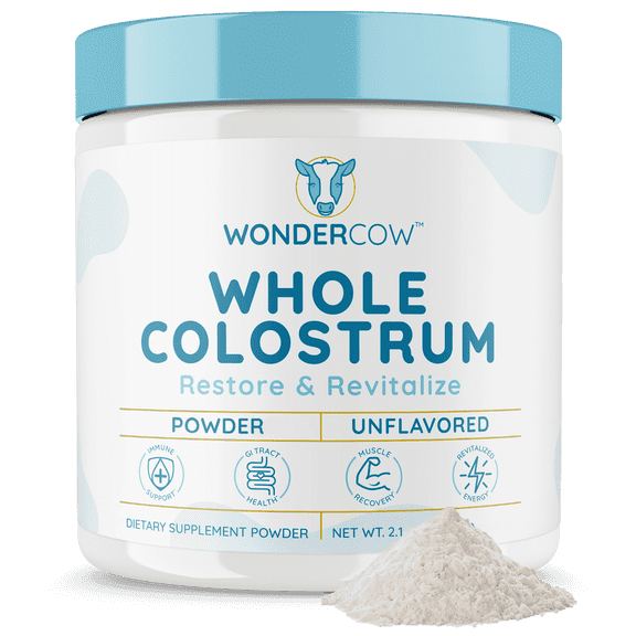 Wondercow Bovine Colostrum Supplement Powder for Gut Health & Immune Support, Unflavored 30 Servings
