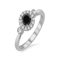 Wonderful 1.25 Carat Halo Black Diamond Engagement Ring in 14k White Gold