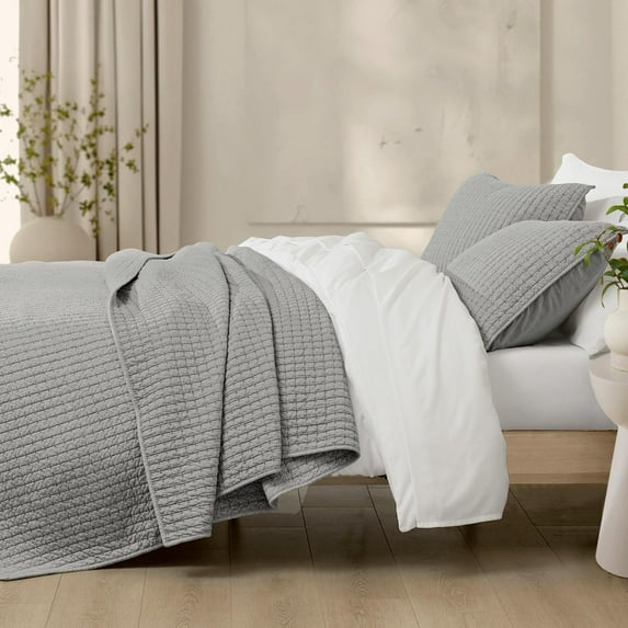 Wonderful 100% Cotton Jersey Detailed Channel Stitch All-Season Reversible 3-Piece Quilt Set