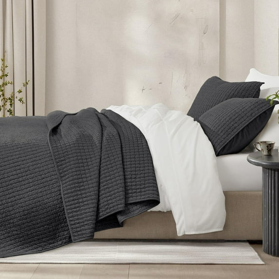 Wonderful 100% Cotton Jersey Detailed Channel Stitch All-Season Reversible 3-Piece Quilt Set