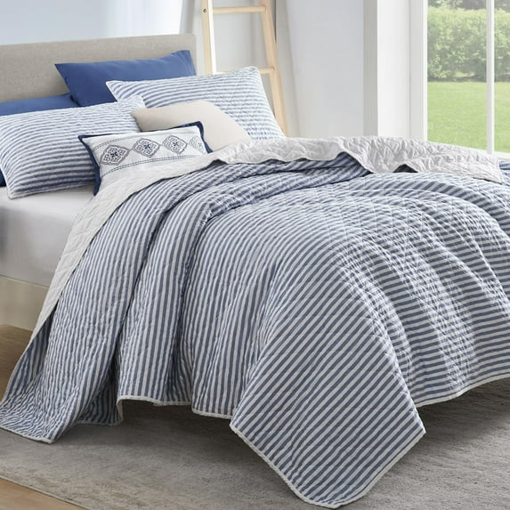 Wonderful Bedding Modern Yarn Dyed Striped Quilt 5-Piece Set
