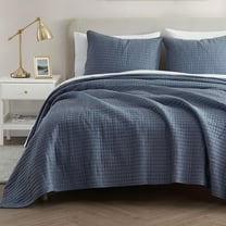 Wonderful Bedding Navy Melange Poly Jersey 3-Piece Quilt Set