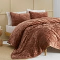 thumbnail image 1 of Wonderful Bedding Reddish-Brown Luxurious Velvet 3-Piece Quilt Set, 1 of 5