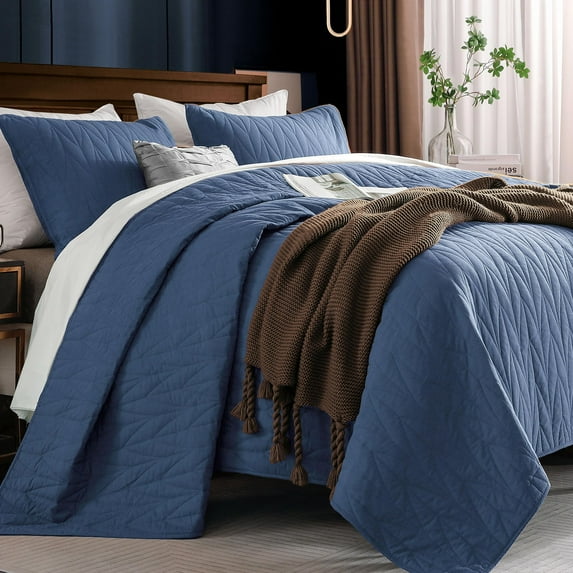 Wonderful Bedding Solid Color 100% Cotton 3-Piece Quilt Set
