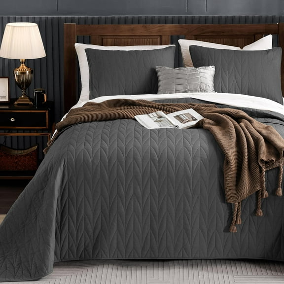 Wonderful Bedding Solid Washed Cotton 3-Piece Quilt Set