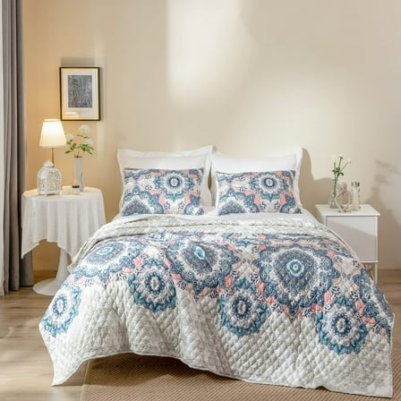 Wonderful Bedding Vintage Printed Quilt 3 Piece Quilt Set