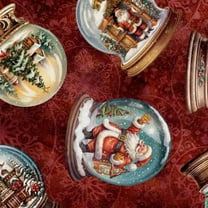 Wonderful Christmastime Snow Globe Toss Brick Cotton Fabric (Yard)