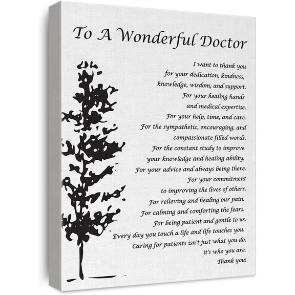 to a Wonderful Doctor I Want to Thank You Quotes Canvas Wall Art Print Framed Doctor Appreciation Gift Paintings Artwork Home Office Wall Decor 15x12 Inches