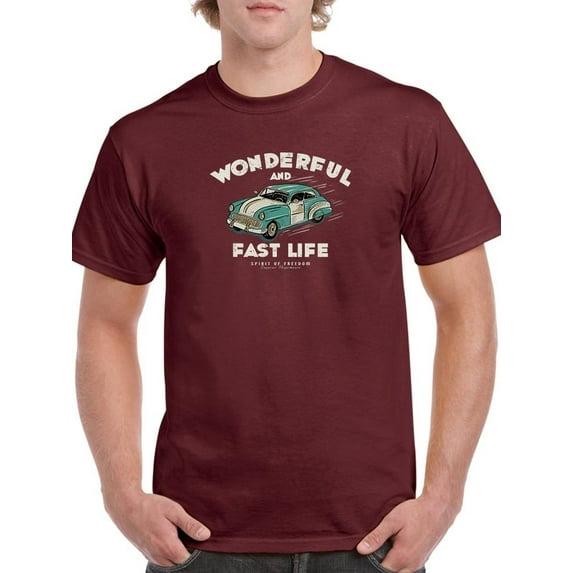 Wonderful Fast Life Retro Car T-Shirt Men -Image by Shutterstock, Male x-Large