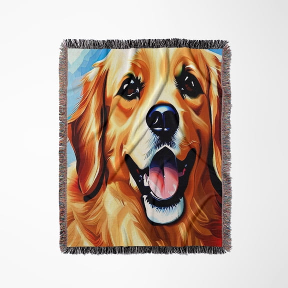 Wonderful Golden Retriever Dog Face. Digital Art For Dog Lovers, Woven Blanket