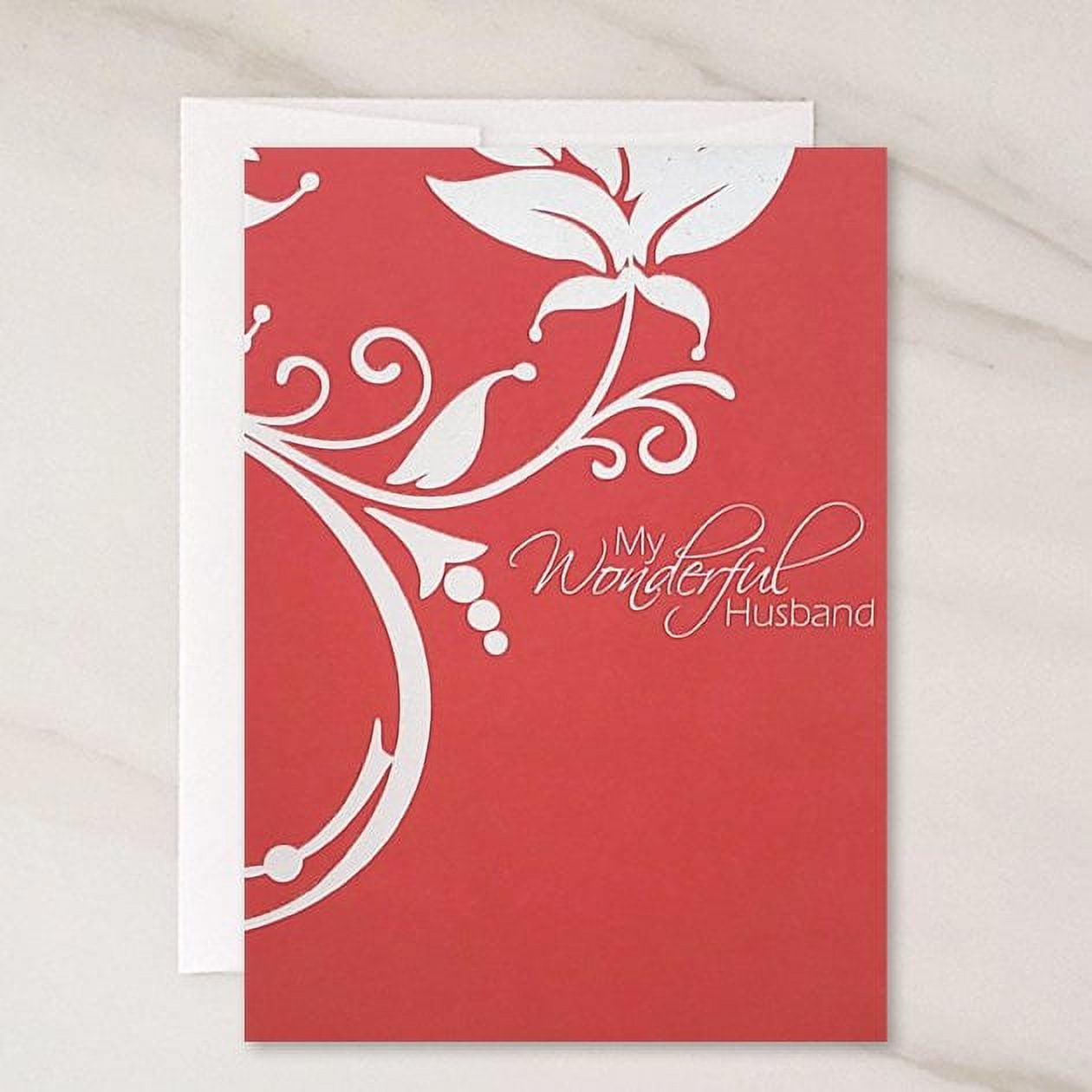 Wonderful Husband Valentines Day Greeting Card, 5x7 in. Wh. Envelope