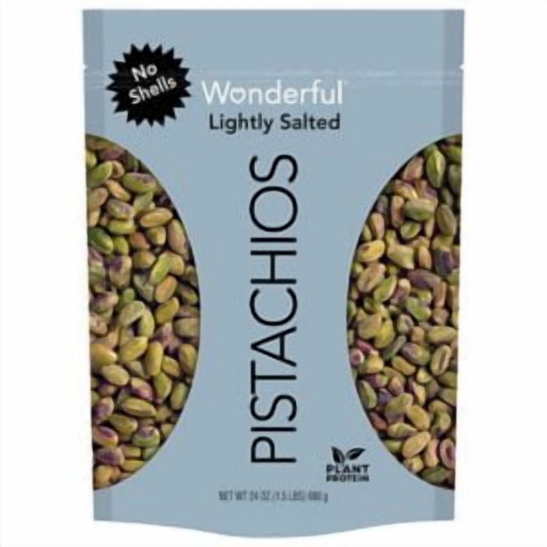 Wonderful Lightly Salted Pistachios, No Shells, 24 oz.pack of 2