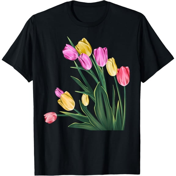 Wonderful Lovely Nature Spring Tulips Flower Plant Gardening T-Shirt100% cotton