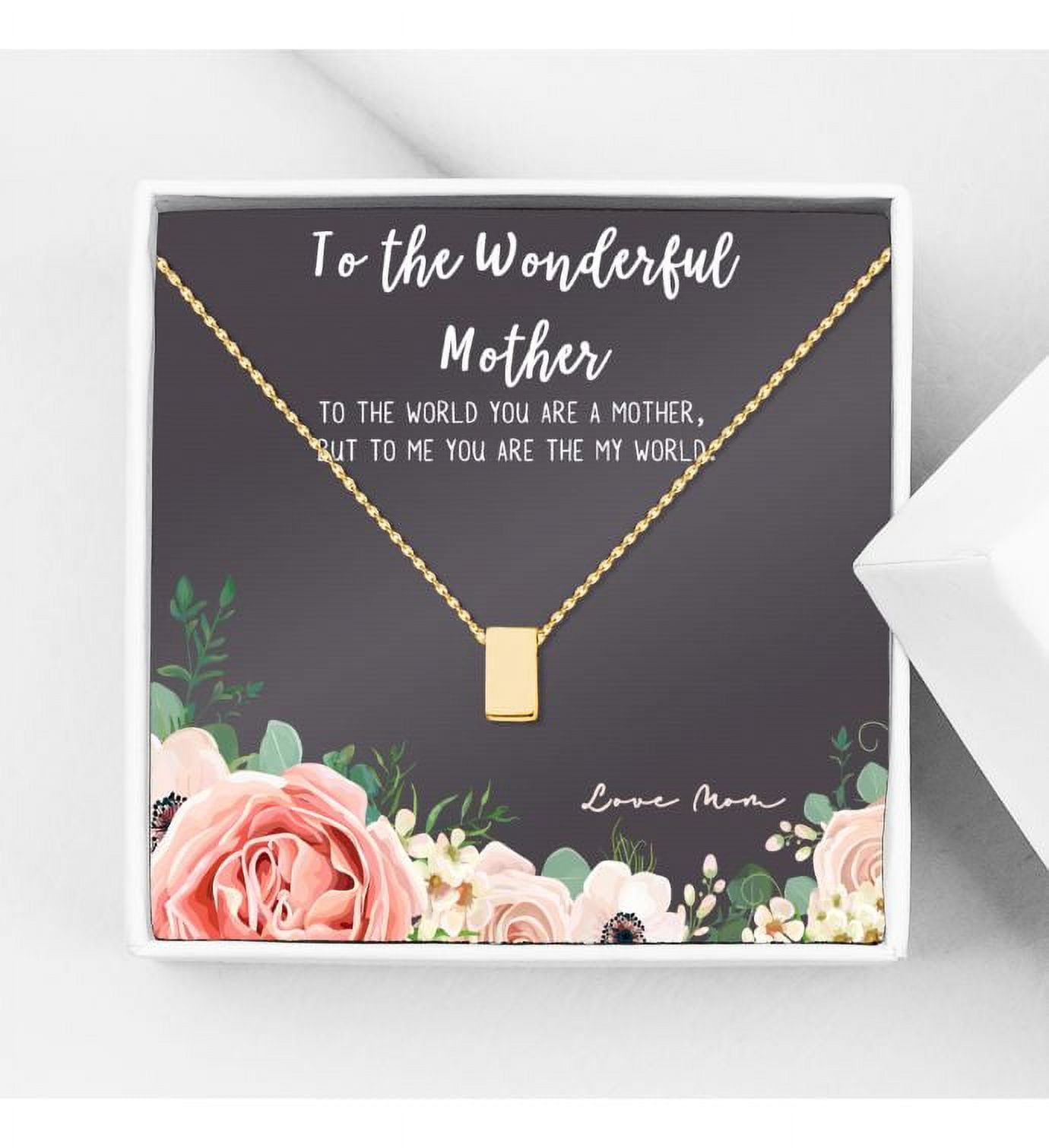 To The Wonderful Mother Mother's Day Gift, Mother's Day Gift for Her, Mother's Day Gift for Her, Gift for Mom,Jewelry Gift for Mom, Necklace Gift for Mom [Gold, No-Personalized Card]
