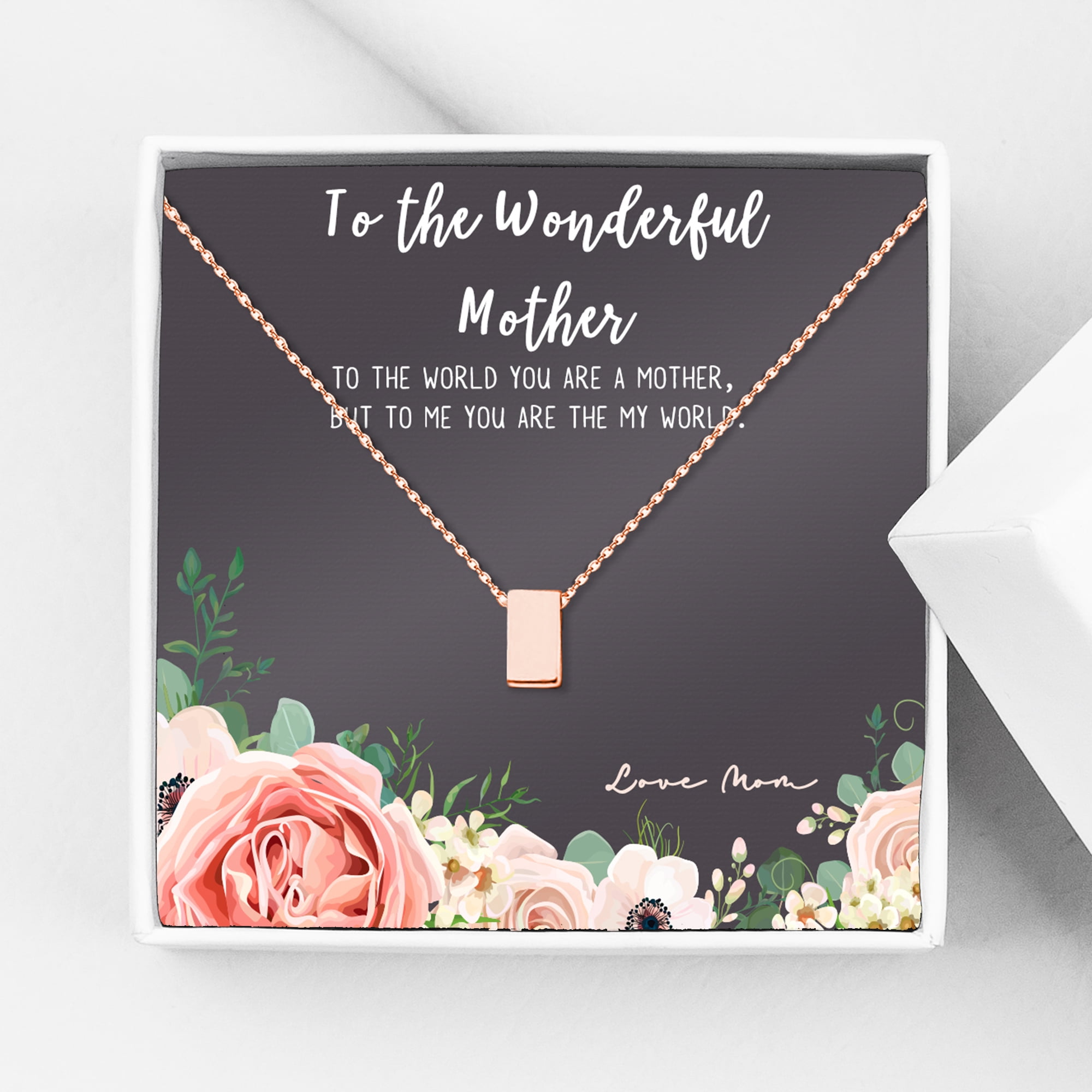 To The Wonderful Mother Mother's Day Gift, Mother's Day Gift for Her, Mother's Day Gift for Her, Gift for Mom,Jewelry Gift for Mom, Necklace Gift for Mom [Rose Gold, No-Personalized Card]