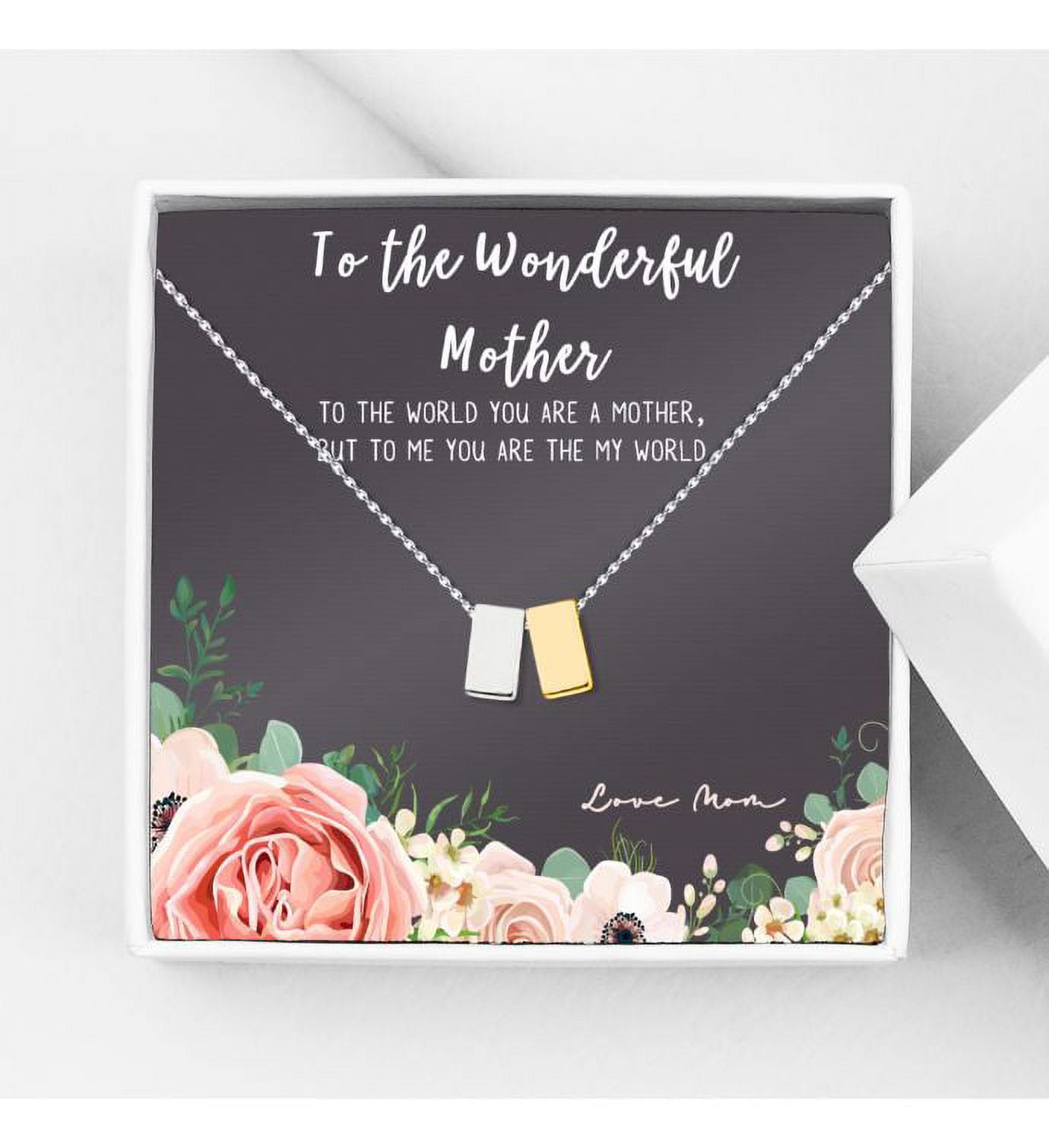 To The Wonderful Mother Mother's Day Gift, Mother's Day Gift for Her, Mother's Day Gift for Her, Gift for Mom,Jewelry Gift for Mom, Necklace Gift for Mom [Silver-Gold, No-Personalized Card]