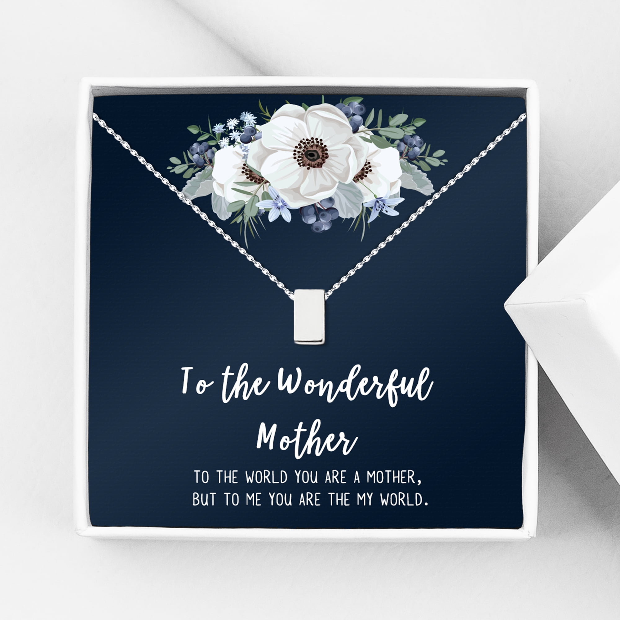 To The Wonderful Mother Mother's Day Gift, Mother's Day Gift for Her, Mother's Day Gift for Her, Gift for Mom, Jewelry Gift for Mom, Necklace Gift for Mom [Silver, No-Personalized Card]