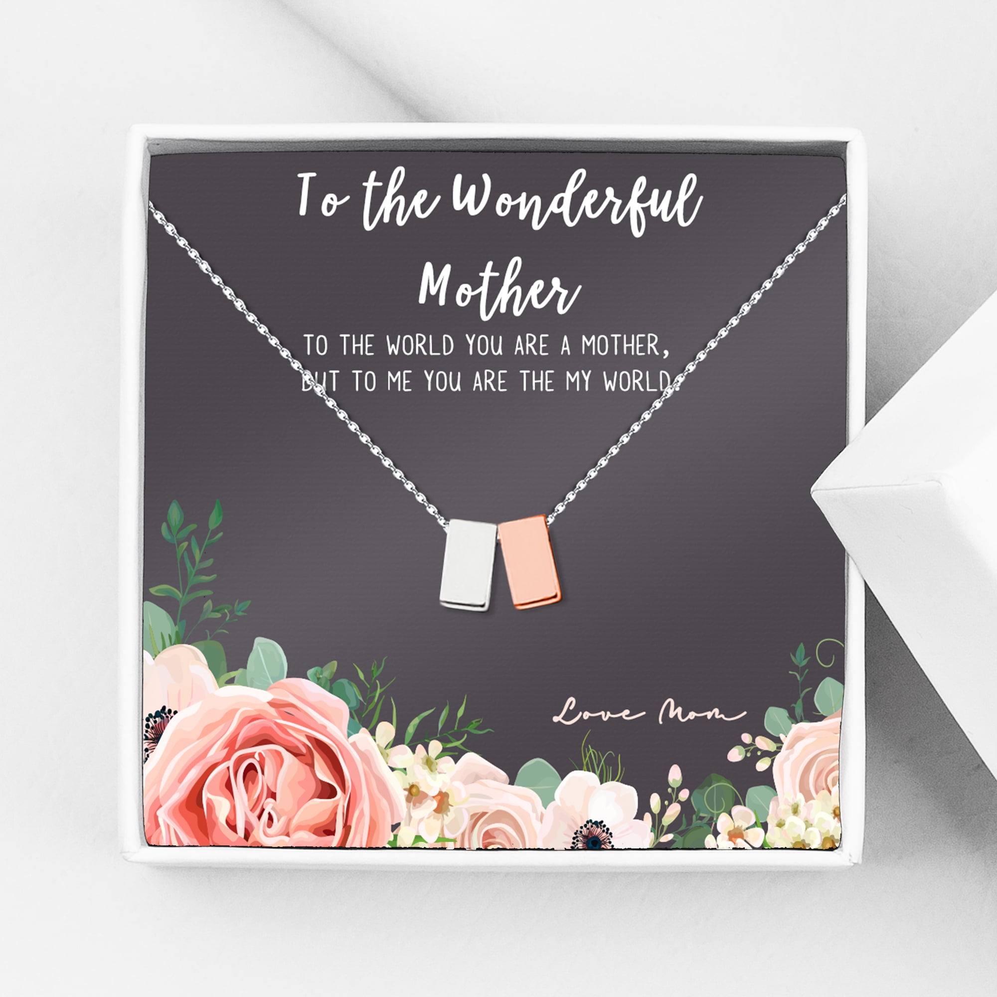 To The Wonderful Mother Mother's Day Gift, Mother's Day Gift for Her, Mother's Day Gift for Her, Gift for Mom,Jewelry Gift for Mom, Necklace Gift for Mom [Silver-Rose Gold, No-Personalized Card]