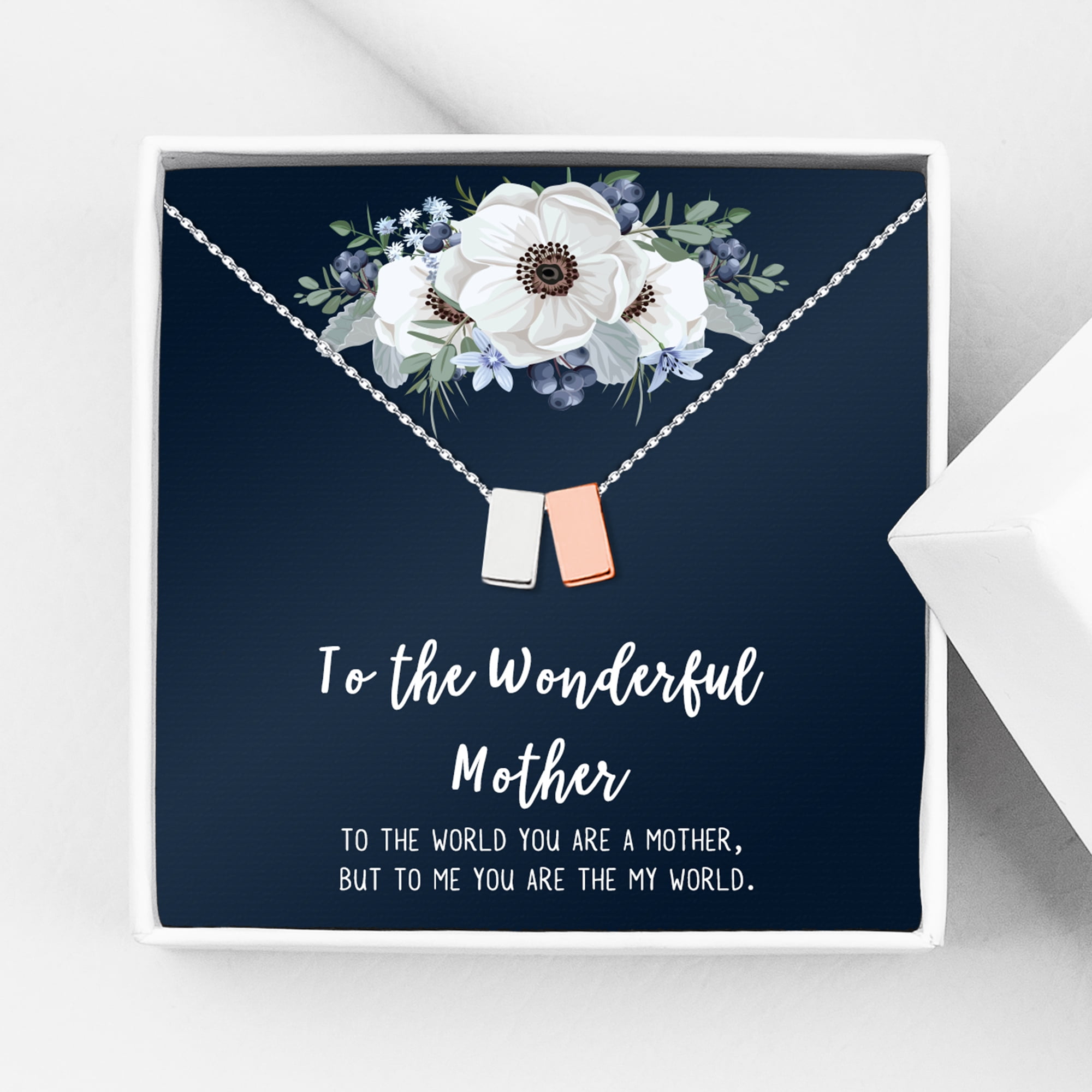 To The Wonderful Mother Mother's Day Gift, Mother's Day Gift for Her, Mother's Day Gift for Her, Gift for Mom,Jewelry Gift for Mom, Necklace Gift for Mom [Silver-Rose Gold, No-Personalized Card]