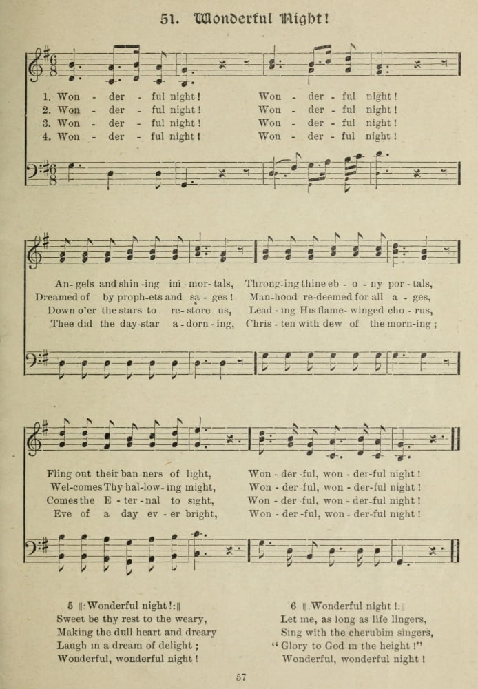 Wonderful Night Gems of Christmas Song 1910 Canvas Art - (18 x 24)