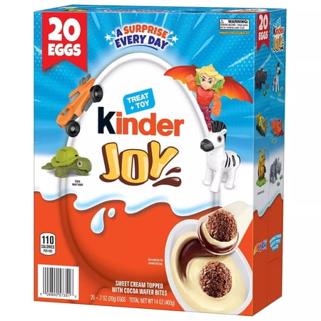 Kinder Joy Surprise Eggs with Toys – 20 Eggs – 17.6 oz – Milk and Cocoa Cream with Wafer Bites
