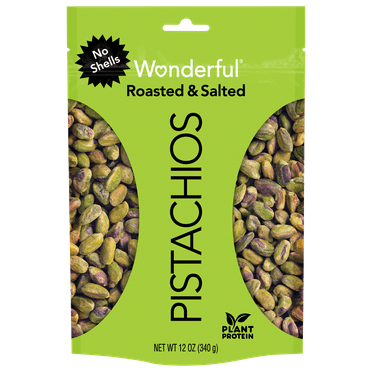 Wonderful Pistachios, No Shells Roasted & Salted Nuts, 12 Ounce Bag