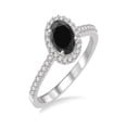 thumbnail image 1 of Wonderful Oval cut 1.50 Carat Black and White Diamond Engagement Ring in 14k White Gold, 1 of 2